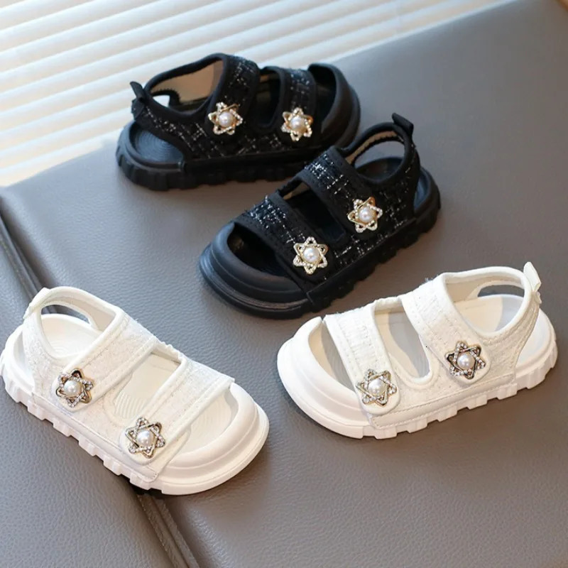 1-10Y Childrens Shoes 2025 Summer Sandals Girls Shallow Shoes Childrens Fashion Toe Protect Casual Childrens Sandal 250326