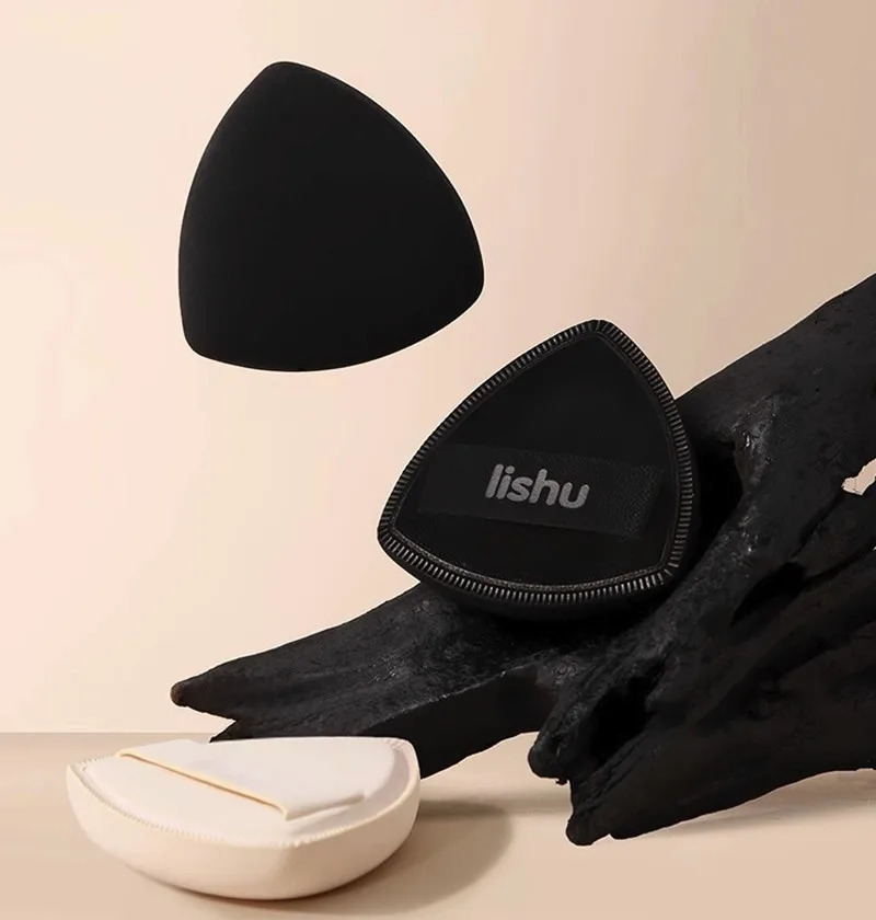 Lishu Black Air Cushion Foundation Puff High Elastic Soft Do Not Eat Powder Makeup Blender Applicator Sponge Wet Dry Dual Use 250317
