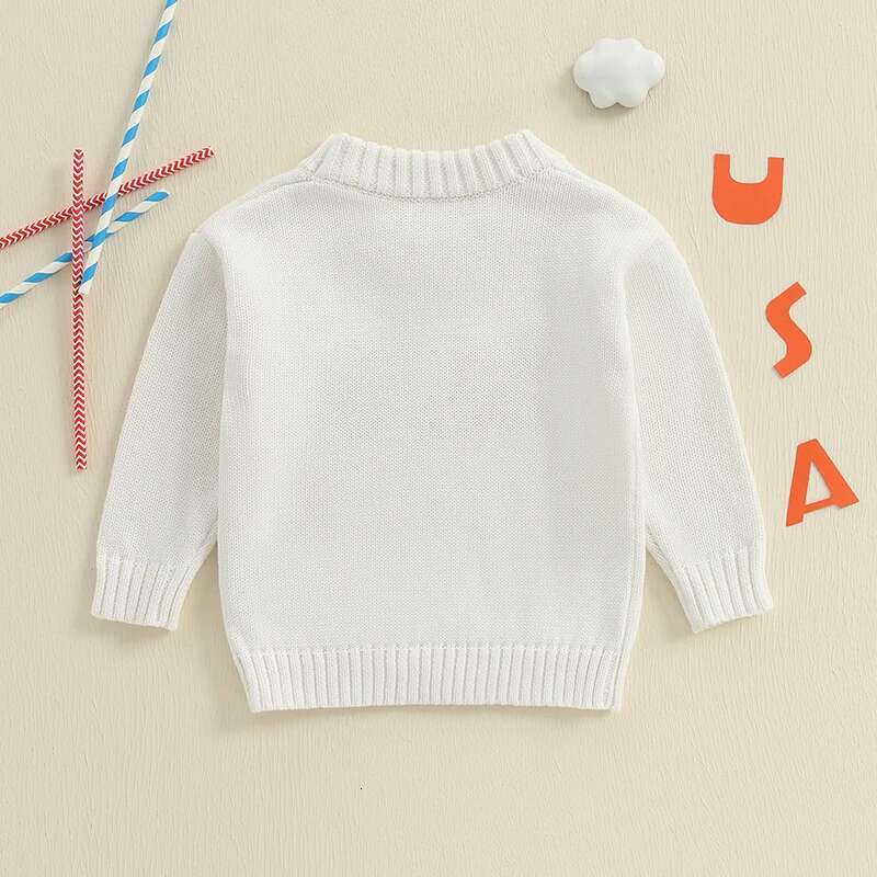 Ddmyshoesvip Children S Th Of July Sweater With American Flag Design Cozy Long Sleeve Crew Neck Knit Pullover For Boys And Girls Perfect