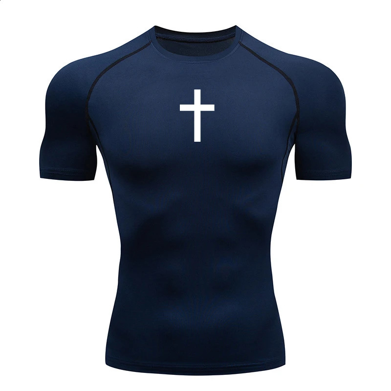 Christian Workout Compression Shirts Athletic Quick Dry Tshirts Tees Mens Gym Fitness Undershirts Tops Short Sleeve Rash Guard 250327