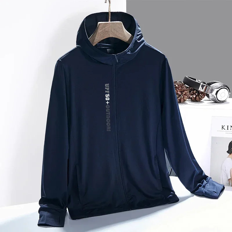 Outdoor hiking sun protection clothing summer mens cool jacket UV lightweight long sleeved hooded zipper shirt womens fishing 250327