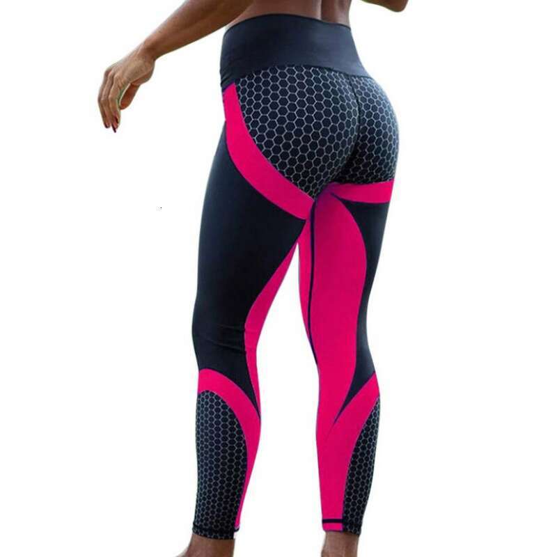 Women Yoga Pants Honeycomb Digital Printed Pants High Waist Hip Lifting Yoga Suit Sports And Fitness Quick Drying Pants