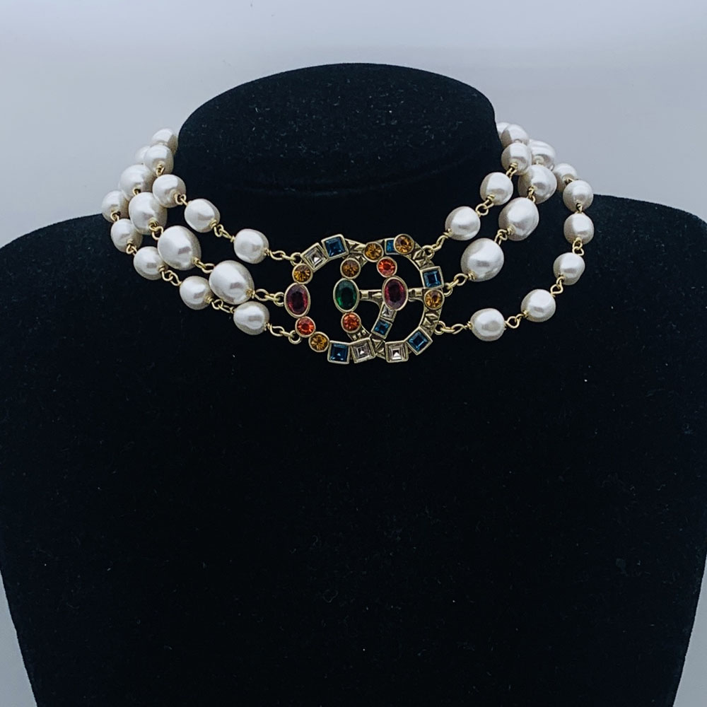 Extravagant Pearl Necklace Classical Jewerly Women's Necklace Choker Chain Diamond Crystal Geometry Copper Necklaces Chain Gifts High Quality Necklace