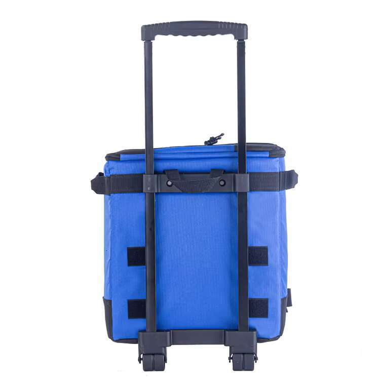 25 Hot Selling Large handcart insulated rolling camping soft cooler outdoor lunch bag with wine cans and food wheels
