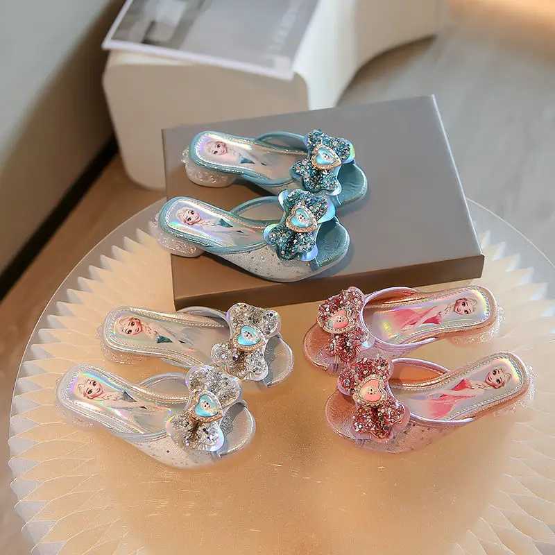 Slipper Summer girls sandals frozen Elsa princess shoes girls crystal shoes childrens high heels fashion party shoes size 36 S25326