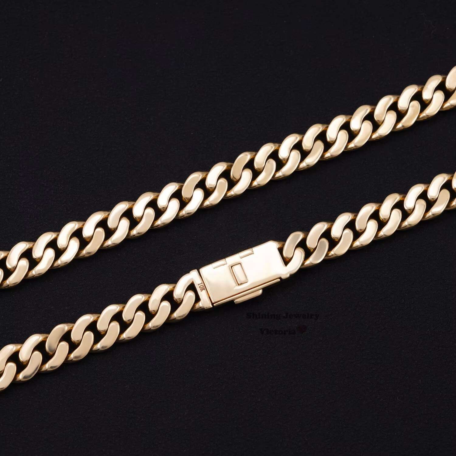 Plain Cuban Necklace Unisex Necklace Jewelry 8MM 22 68.4 Gram 10K Solid Real Gold Cuban Link Chain