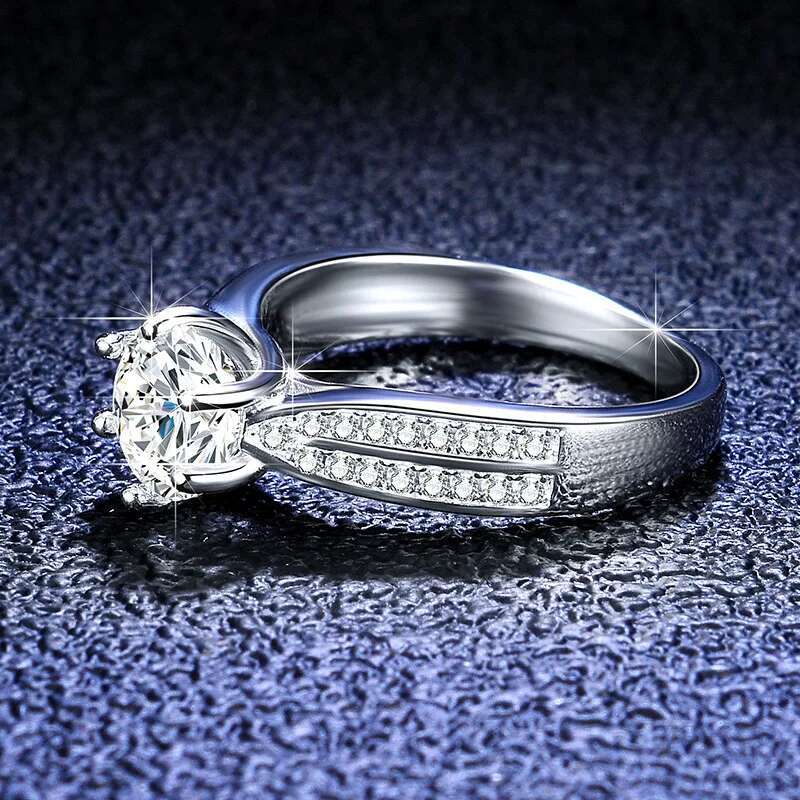 18k White Gold Original PT950 Platinum Ring Sparkling D Color 0.5-3 Carat Moissanite Lab Diamond Rings Wedding Jewelry for Women