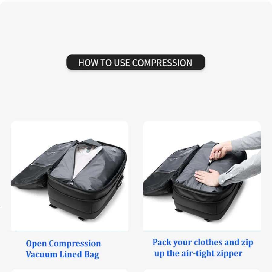 Men Travel Vacuum Compression 17 Inch Laptop Business Large Capacity School Backpack Expanded Hiking Backpack