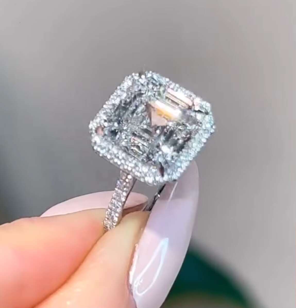 Custom 5CT Asscher Cut Lab Grown Diamond Engagement Ring 10K 14K White Gold Diamond Jewelry for Women