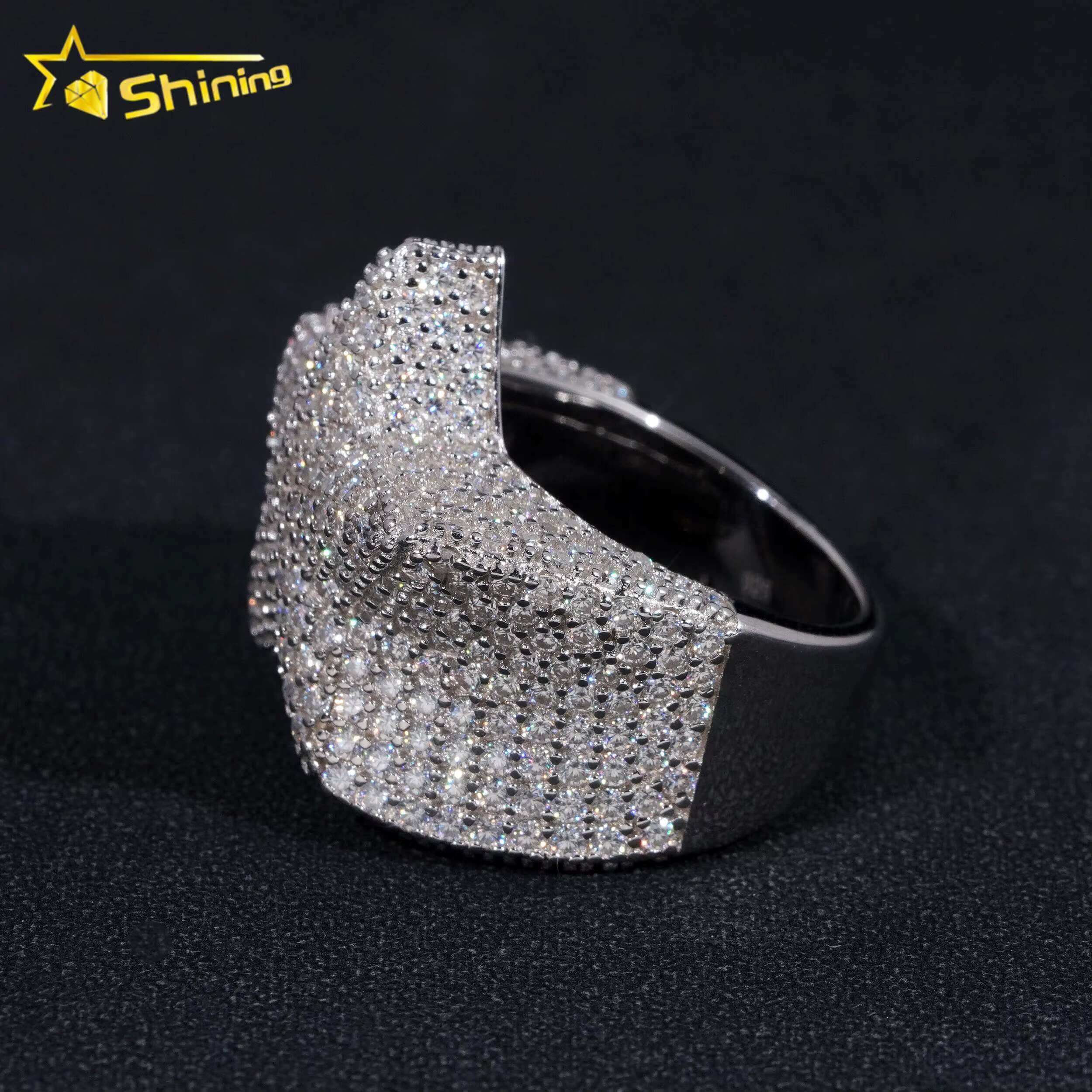 Hip Hop Iced Out High Quality Star Rings 925 Sterling Silver D Color VVS Moissanite Mens Ring