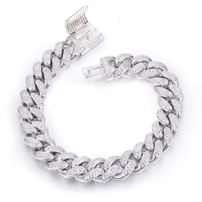 Hip-Hop 12mm 925 Sterling Silver Bracelet Necklace Ice Out Moissanite Diamond Cuban Link Chain Necklace for Men