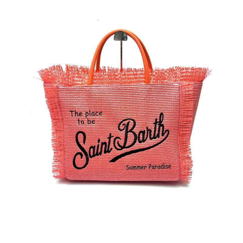 2024 New Women's High-Capacity Beach Tourism Straw Mat Handmade Tassel Handbag Tote Bag