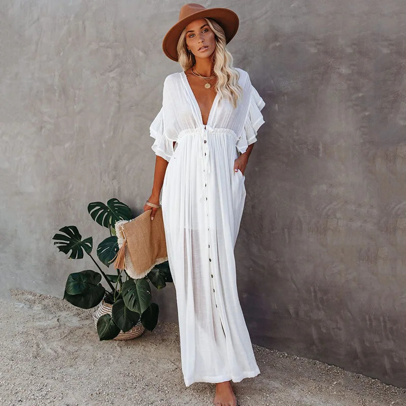 Womens long kimono open button down duvet cover swimsuit 250326