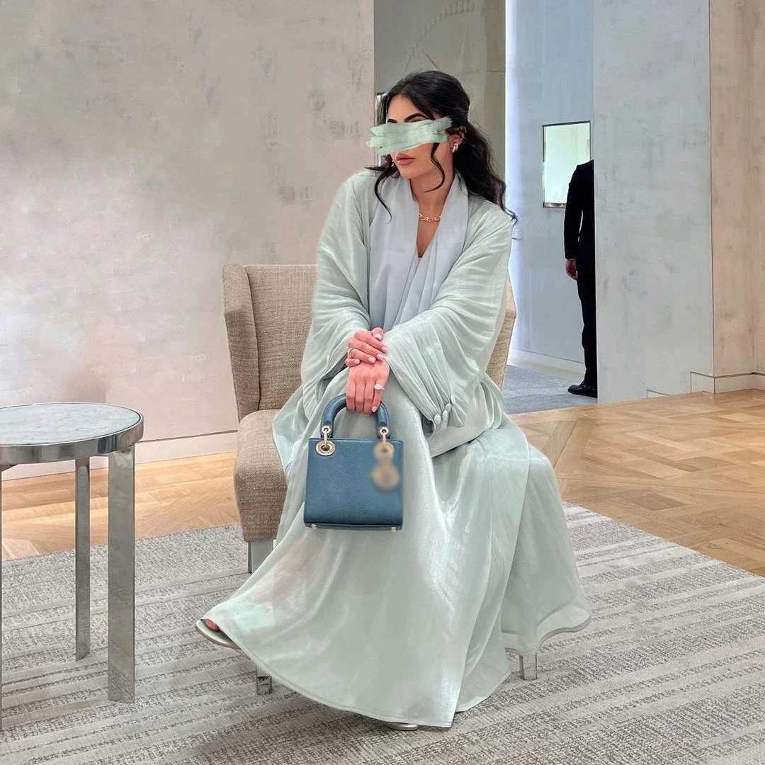 2024 Muslim Abaya Shiny Satin for Women Open Kimono Cardigan Maxi Dress Turkey Eid Party Kaftan Dubai Ramadan Arab Robe Jalabiya X250514