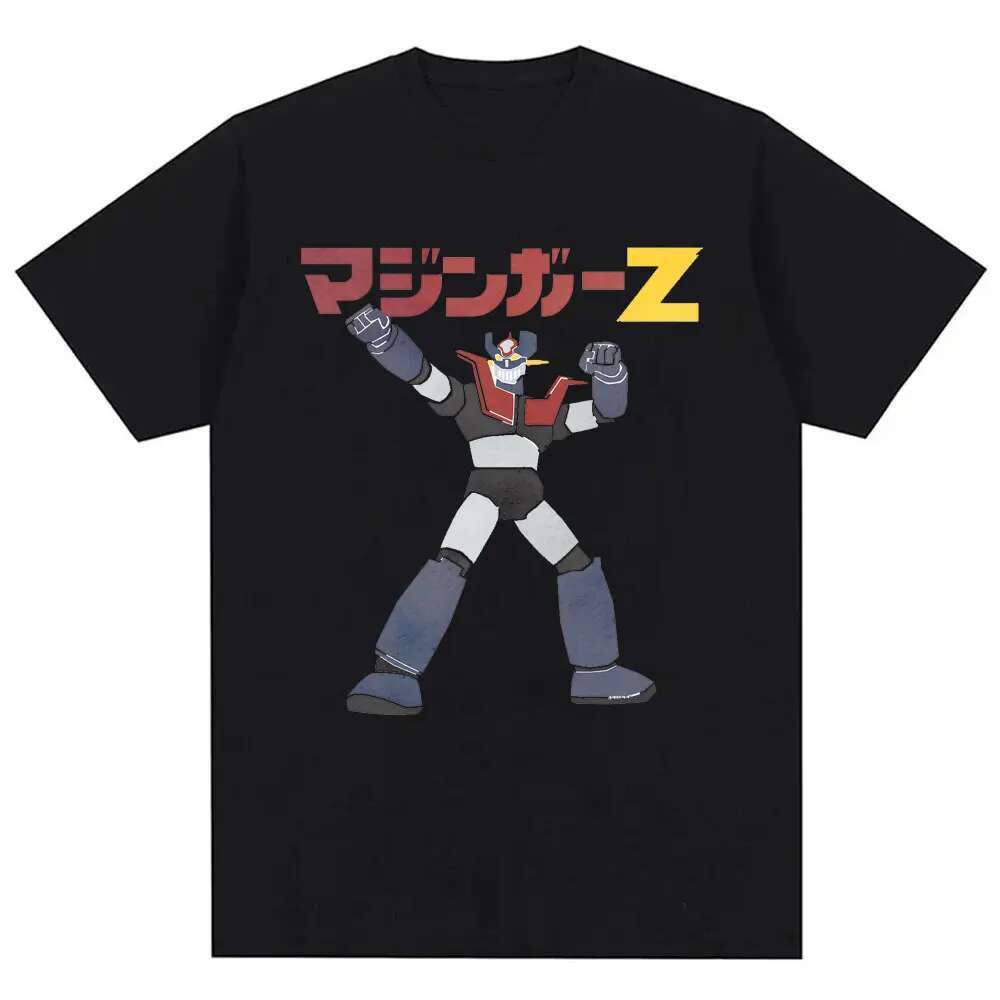 Men s printed cotton T shirt Mazinger Z dark robot retro fashion round neck top
