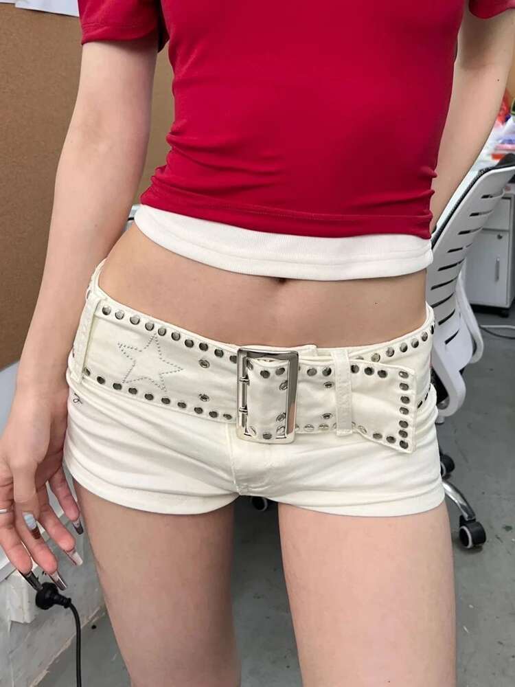 Summer Women 2000S Gyaru Jean Shorts Denim Low Rise Hot Pants Japanese Y2k Streetwear Haruku Fashion Grunge Korean Kpop E-Girl