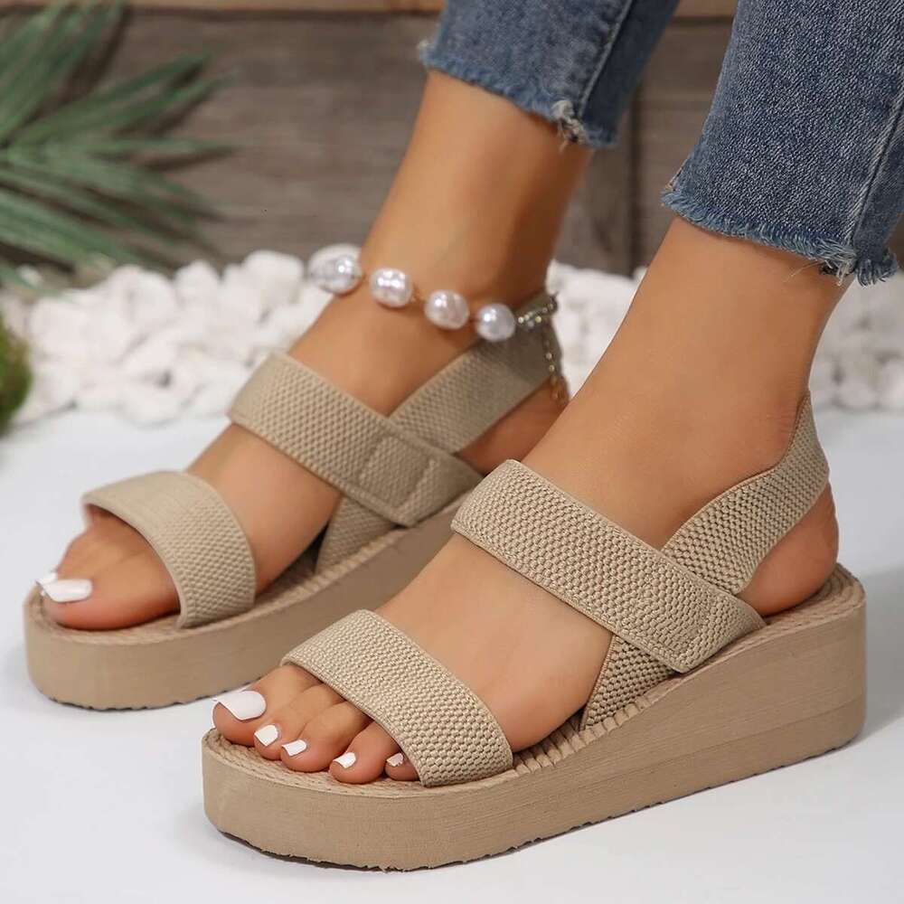 Women's Minimalist Wedge Open Toe Thick Soled Platform Casual Ankle Strap Sgback Sandals