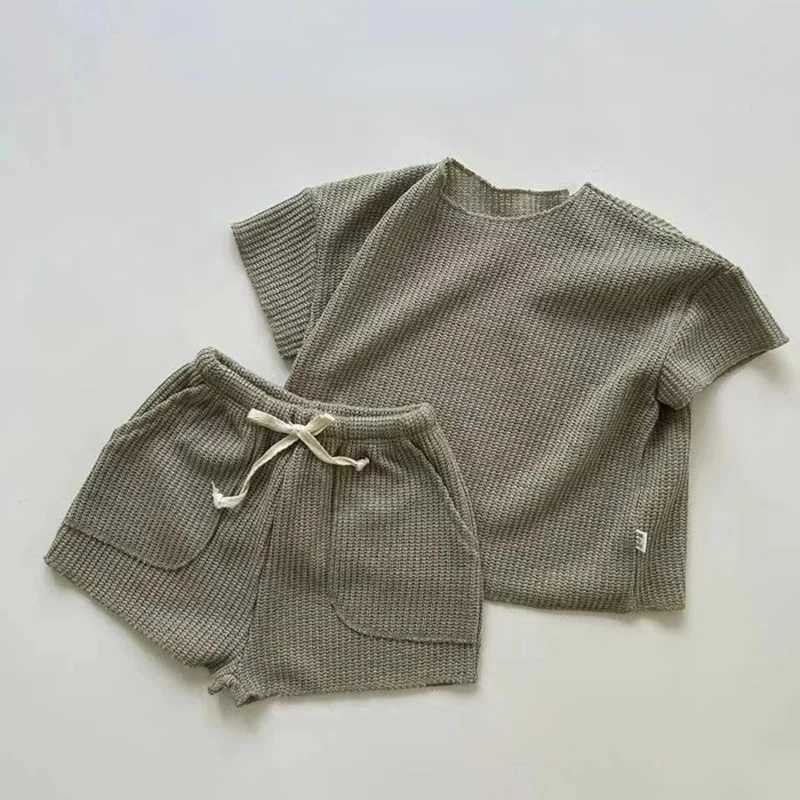 New childrens clothing set spring and summer childrens T-shirt+shorts newborn baby casual jogging set 2-piece set for children boys and girlsT250327