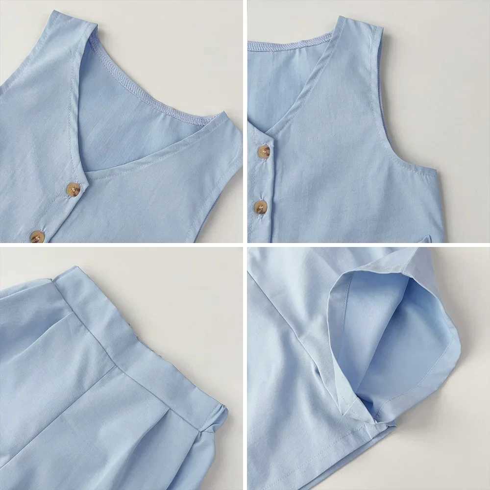 Bear Leader Summer Basic Girls Clothing Korean Version Single Chest Sleeveless Top+Shorts 2PCS Set Gentleman Wedding Boys SetT250327
