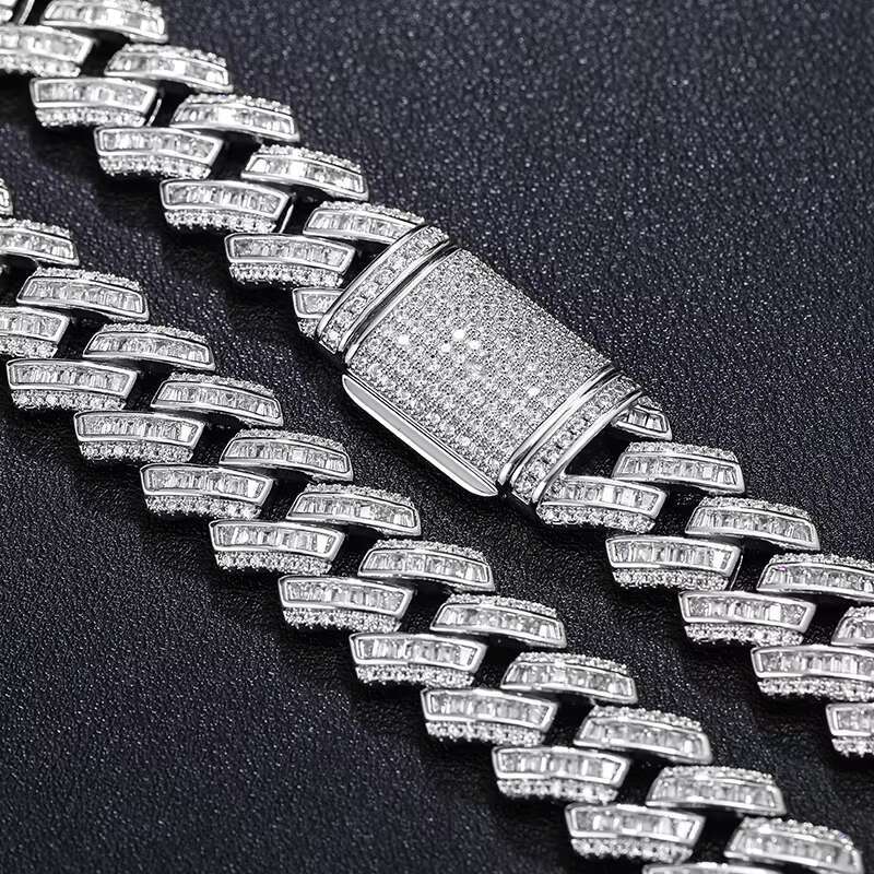 Rapper Hip Hop Jewelry Trendy 16mm Miami Cuban Link Chain Real Gold Plated Brass Zircon Diamond Men Necklace