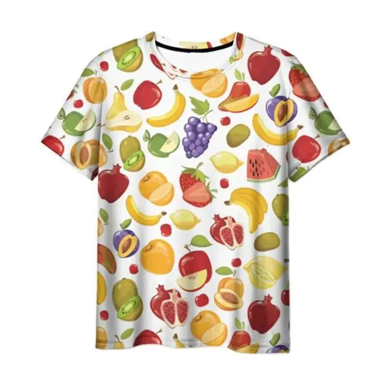 Fruit and vegetable cartoon small pattern D printing summer men s women daily fashion casual round neck short sleeved T shirt