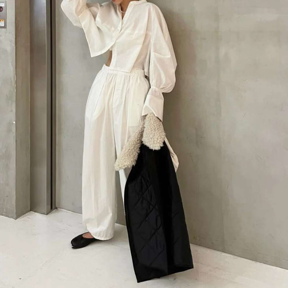 Elegant Loose Stand Collar Flare Sleeve Patchwork Blusa Single Breasted All-Match Slim Fit Top Japan Soft Casual Shirts