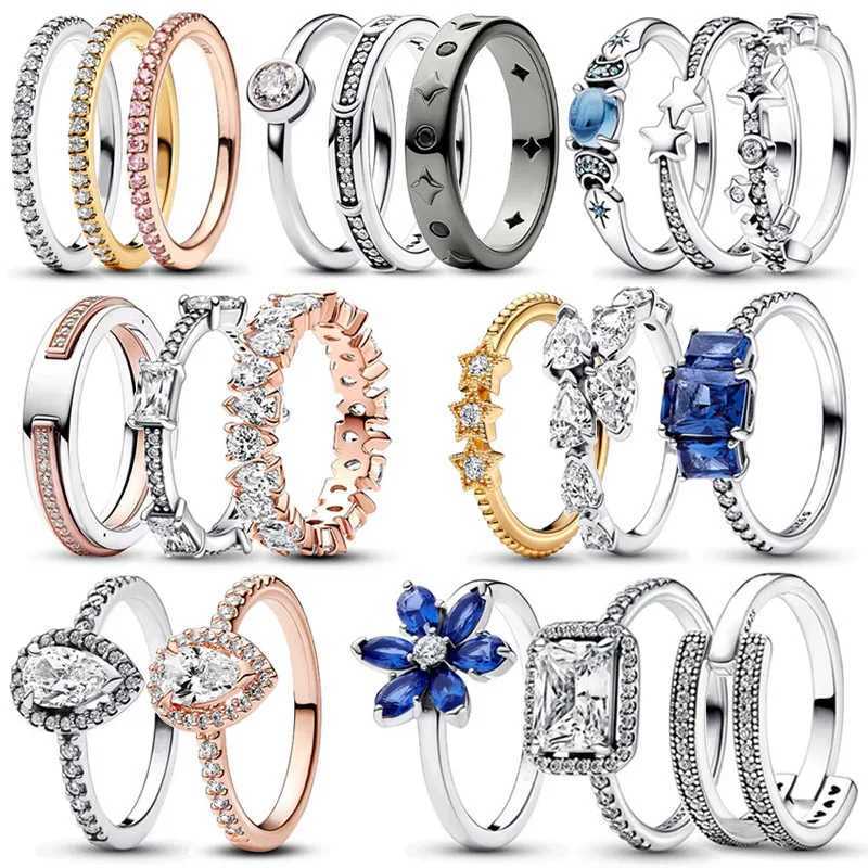 925 Silver Classic Sparkling Meteor Ladies Heart Snowflake Ring Girlfriend Day Exquisite Charm JewelryXJ250327