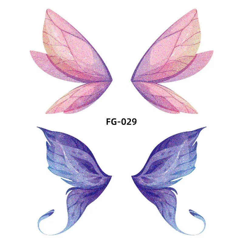 1Sheet Fairy Butterfly Wings Shiny Tattoo Sticker Waterproof Eyes Face Art Tattoos for Women Makeup Dance Music Festival 250325