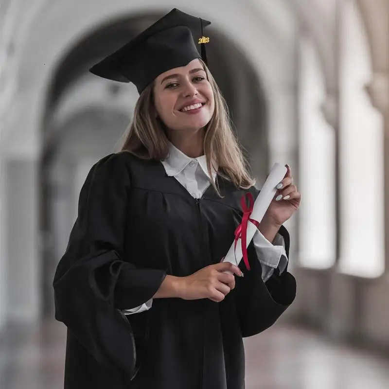 Graduation Dress Academy School Uniform Hat Set Neutral Matte High Clothing with tassel Years Seal 250326