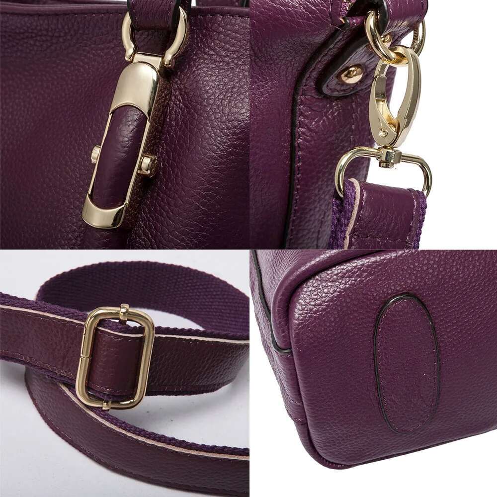 Zency 100% Genuine Leather Handbag Purple Women Shoulder Bag Fashion Tote Hobos Purse Charm Lady Crossbody Messenger Bags