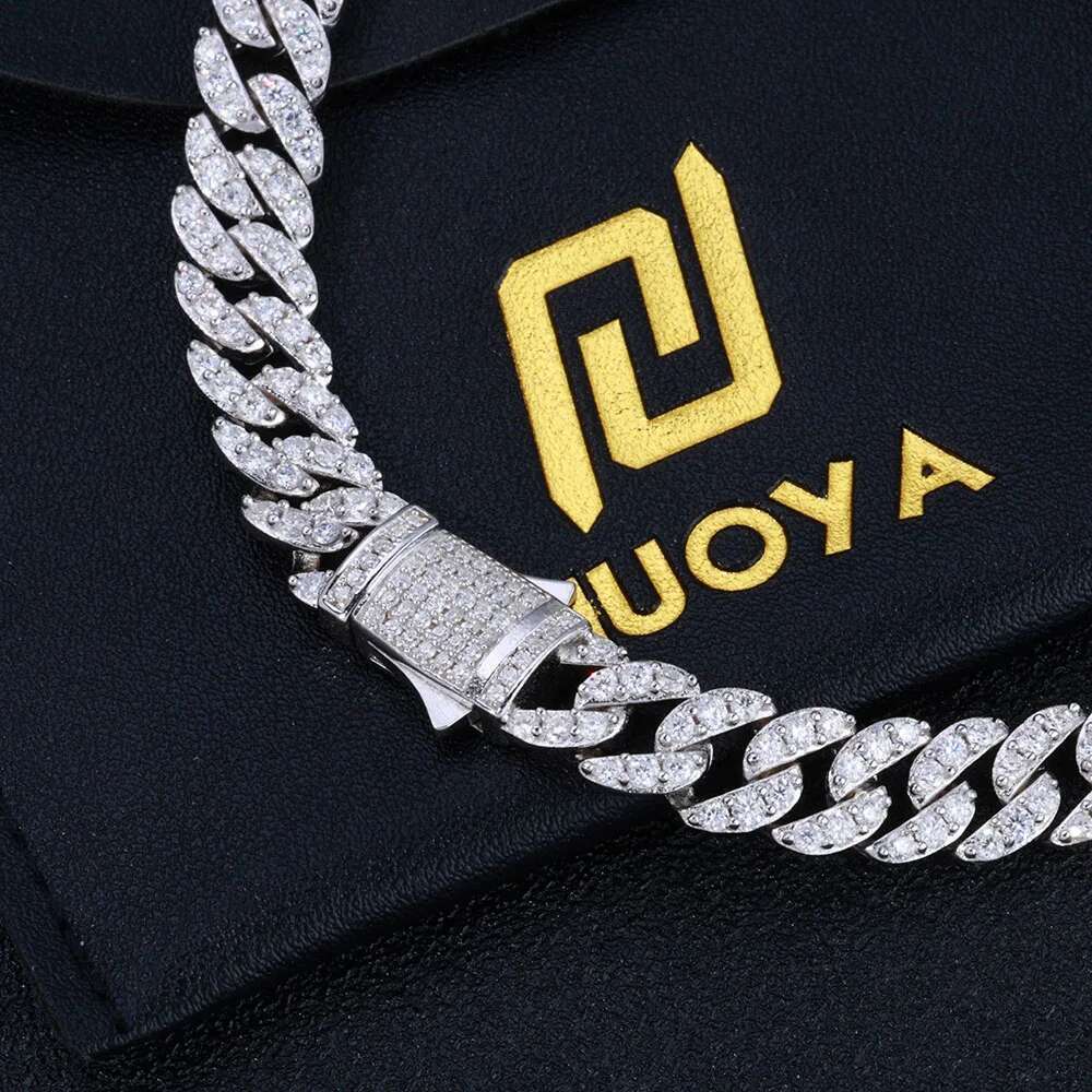 ESKEEM 9mm Hip Hop Jewelry 925 Silver Cuban Link Chain Bracelet Can Pass Diamond Test Moissanite Bracelet Fine Jewelry for Women