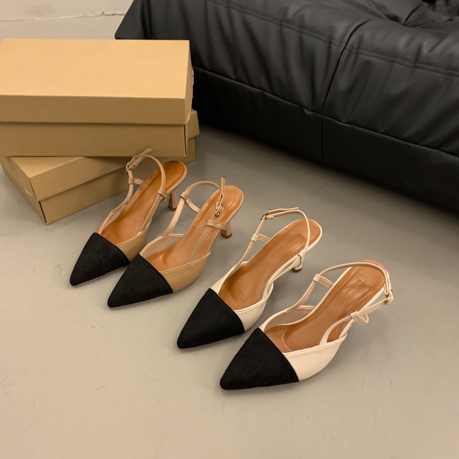 free Shipping sandals Slippers with fine heels Baotou sandal One character strip Cusp high-heeled shoes Versatile nude color shoe