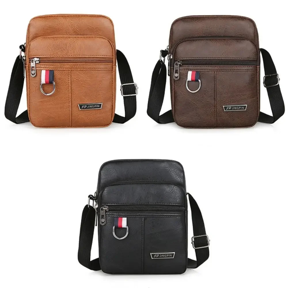PU leather mens casual large capacity waterproof handbag brown black shoulder messenger bag 250326