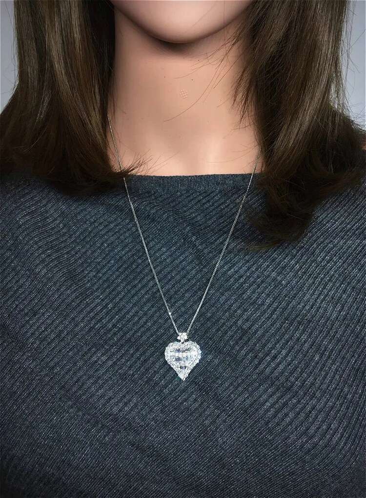 Heart Lab Diamond Pendant Real 925 Sterling Silver Party Wedding Pendants Chain Necklace For Women Charm moissanite Jewelry