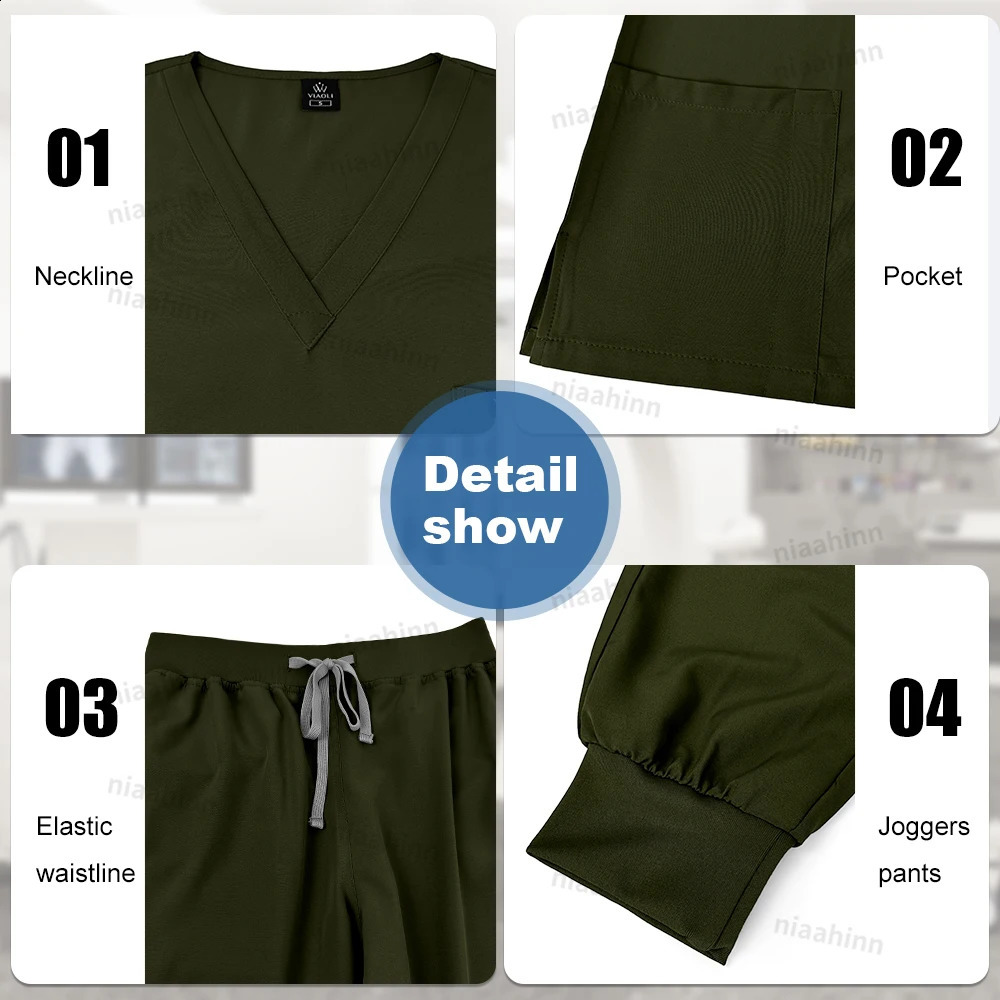 Niaahinn Uniforms High Quality Care Scrubbing Machine Neutral Pet Beauty Dental Clinic Nurse Uniform Multi Color Mens Set 250326