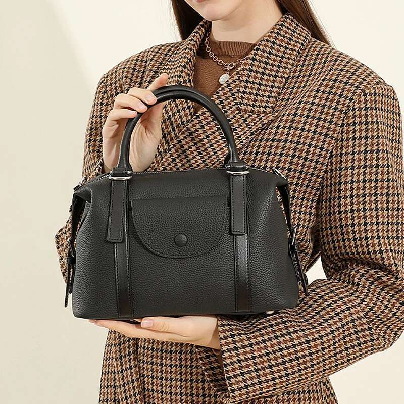 Vintage Genuine Leather Pillow Tote Shoulder Bags For Women 2025 Designer Crossbody Purses Work Ladies Handbags