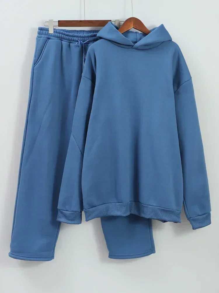 Autumn jogging sweatshirt Trouser set casual solid couple hooded sweatshirt and loose sweatpants 2-piece set for menXJ250326
