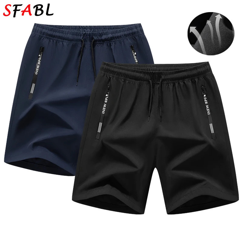 Summer Breathable Sports Shorts Casual Mens Quickdrying Elastic Running Fitness Black Men Beach Short Pants Male 250322