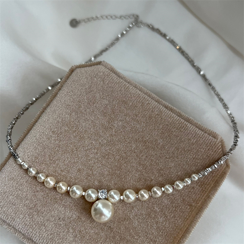 Classic Silver Finish Pearls on a Fine Chain - Timeless Neckwear for Every Occasion