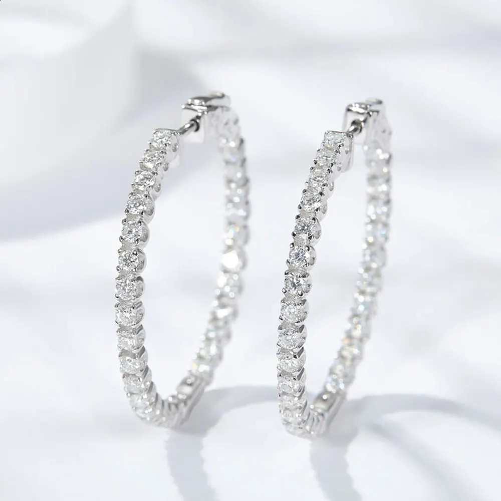 Hoop Earrings for Women GRA Certified 2mm D VVS1 s925 Sterling Silver Plated 18k White Gold Diamond Wedding Earring 250318