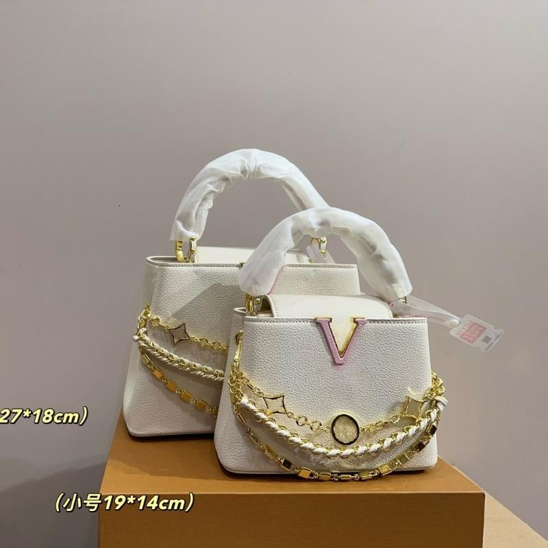 24SS Womens Luxurys Designers Capucines Chain Bag Totes Bags Paintings Handbag leather Flowers Shouder Crossbody Bag Purse Card Holder Pouch 27CM20CM 85