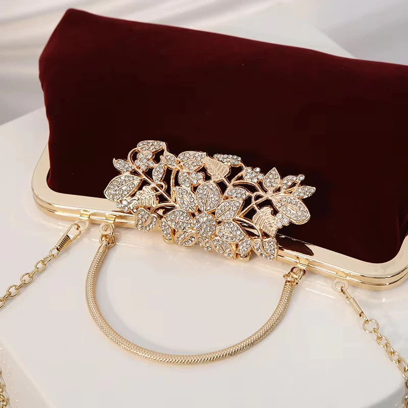 Womens Fashion Handbag Diamond n Exquisite Evening Wallet Dinner Anniversary Wedding Party Long Chain Clutch Bag 250326