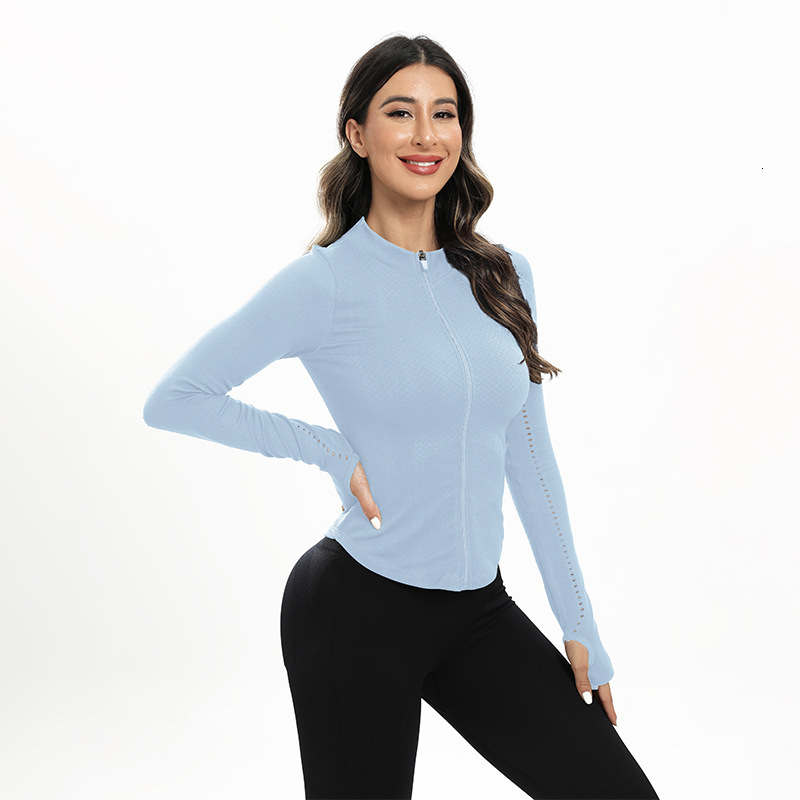 Hollow Out Long Sleeved Jacket, Women's Sports Fitness Round Neck Zipper, Autumn And Winter New High-End Yoga Suit