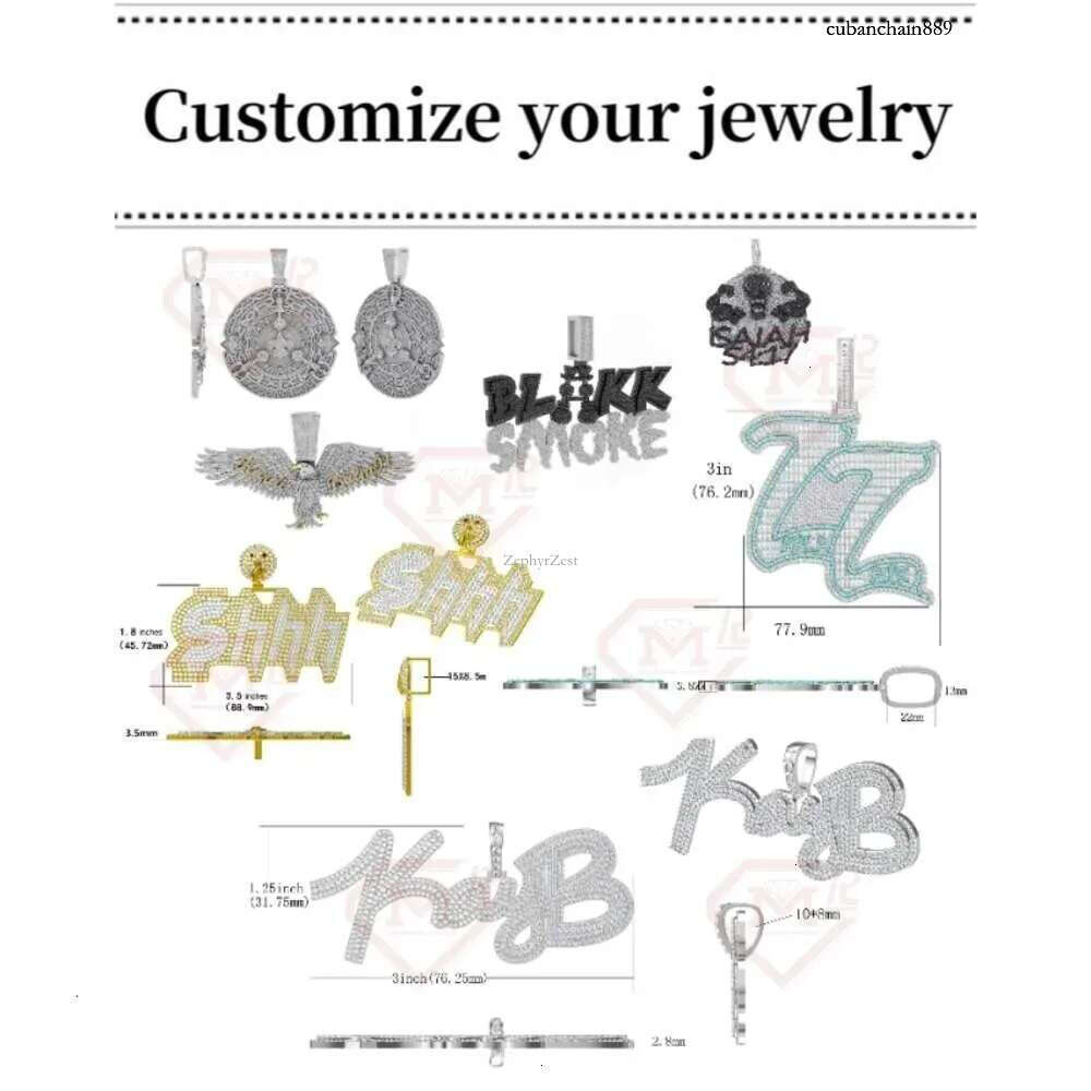 15mm Baguette Iced Out Sier Hiphop VVS Dia Moissanite Cuban k Chain