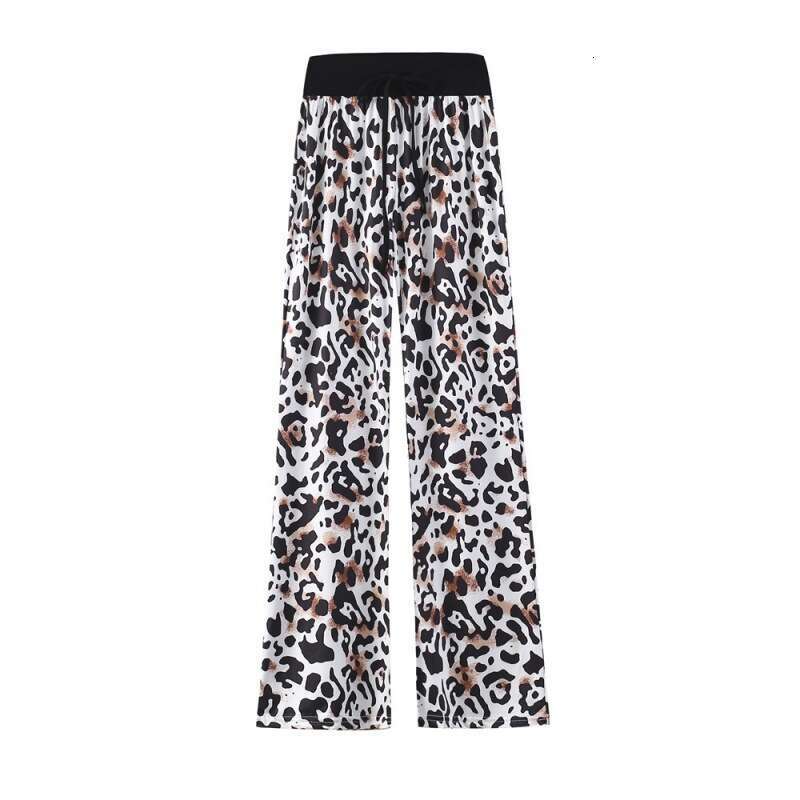 Women Yoga Pants New Leopard Print Comfortable Casual Stretch Drawstring Sleepers Wide Leg Pants For Women