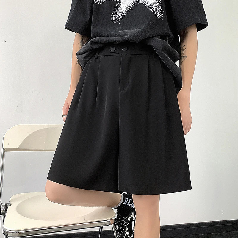 Summer set shorts mens fashionable social black dress Korean business casual office formal M3XL 250326