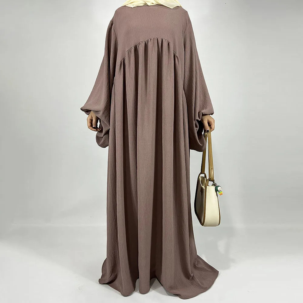 balloon sleeves Abaya jazz crepe wide sole loose EID Ramadan Dubai Muslim women wholesale Islamic clothing humble dress 250326
