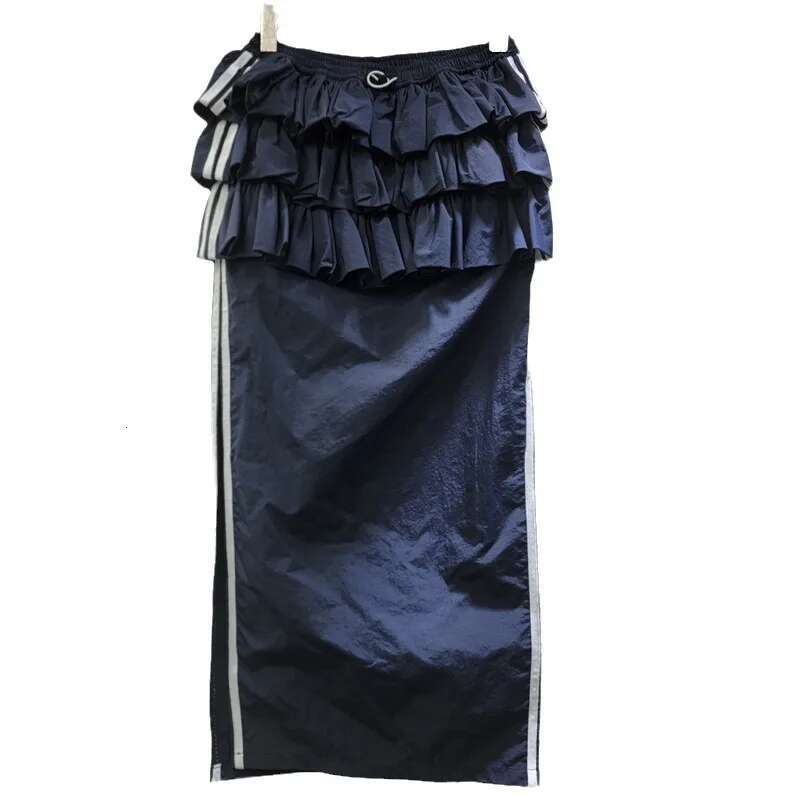 Women's 2025 Spring New Temperament Cake Splicing Toog One-Step Medium And Long Skirt