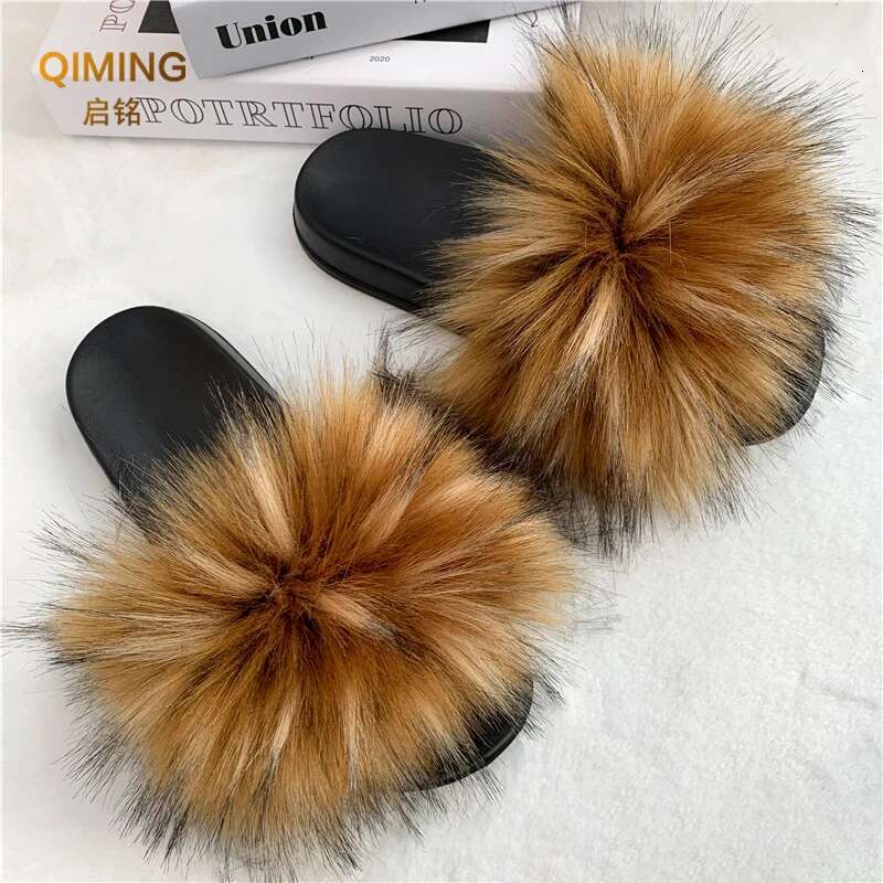 2025 Summer New Women's Artificial Fur Slippers Indoor Plush and Fluffy Designer Fashion Slippers Casual Home Shoes Women's Fur Folding Flat