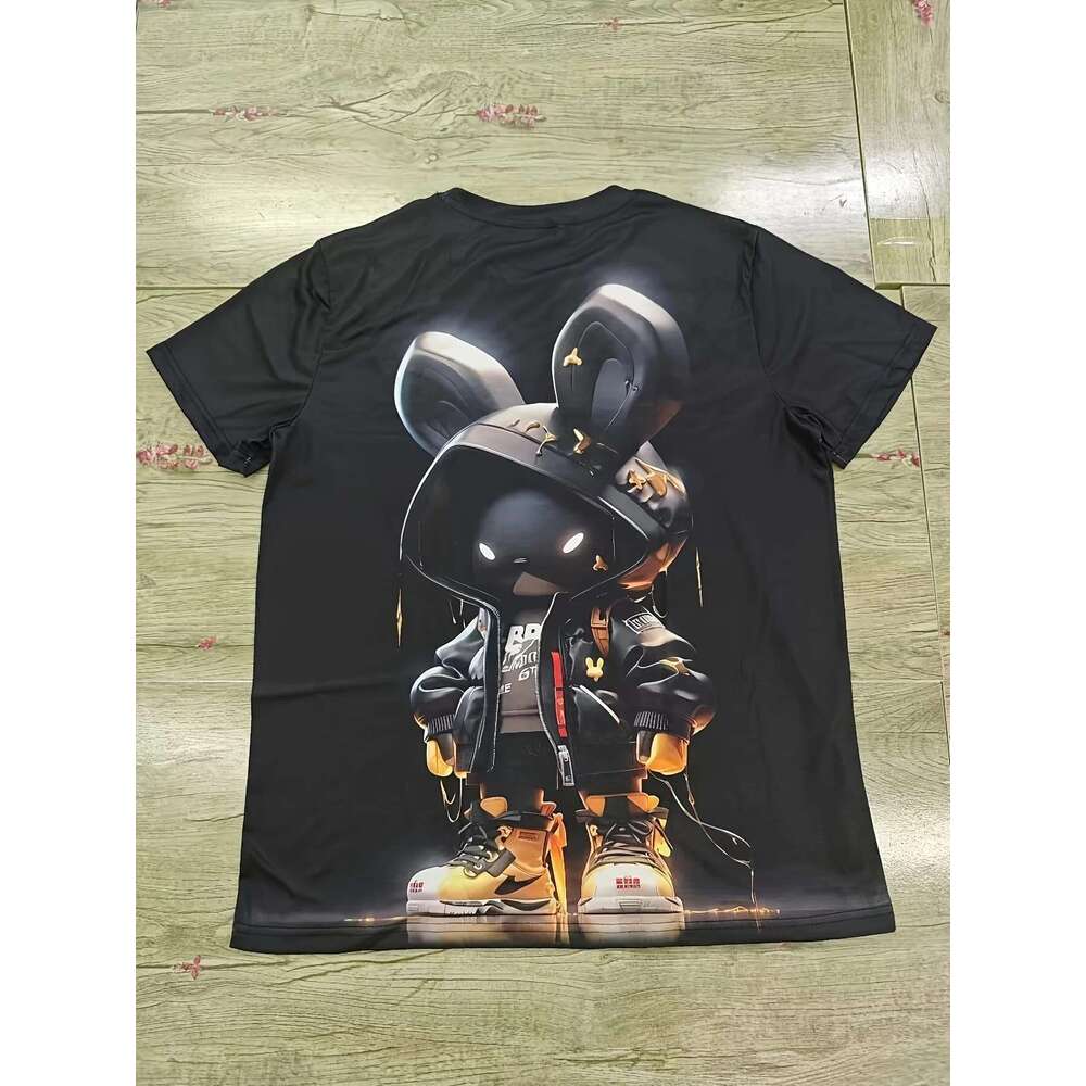 Summer men s D animated digital cool style rabbit print casual short sleeved round neck oversized fashionable T shirt